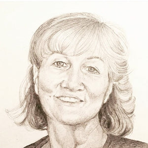 Pencil on paper drawing of a woman's face